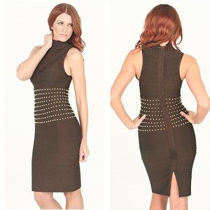 *NWT* HERVE LEGER Studded Banded Bodycon Dress M